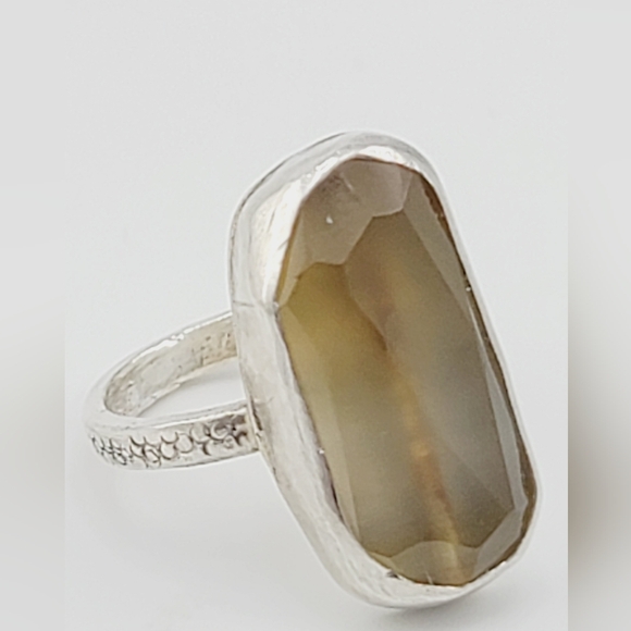 CITRINE STONES HANDMADE RING IN .925 STERLING SILVER METAL SIZE 5 - Picture 1 of 4